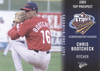 2003 MultiAd Pacific Coast League Top Prospects #6 Chris Bootcheck Front