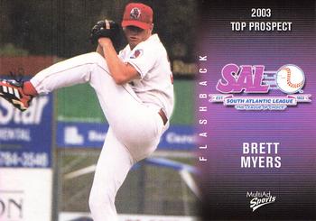 2003 MultiAd South Atlantic League Top Prospects #34 Brett Myers Front