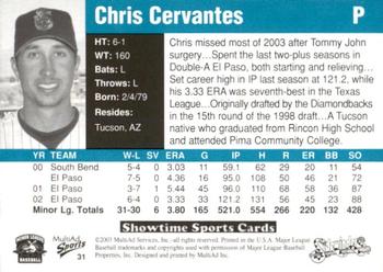 2003 MultiAd Tucson Sidewinders #31 Chris Cervantes Back