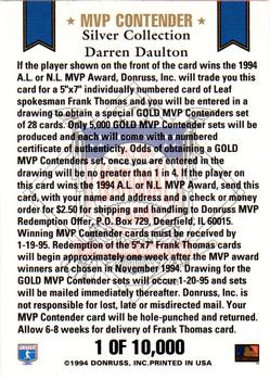 1994 Leaf - MVP Contender Silver Collection National League #NNO Darren Daulton Back