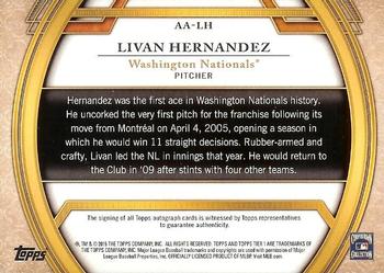 2015 Topps Tier One - Acclaimed Autographs #AA-LH Livan Hernandez Back