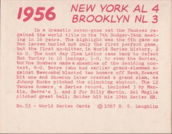 1967 Laughlin World Series #53 1956 Brooklyn vs Yanks Back