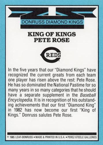 1986 Donruss - Super Diamond Kings #NNO Pete Rose Back