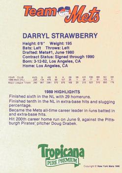 1990 Team Mets Club New York Mets  #NNO Darryl Strawberry Back