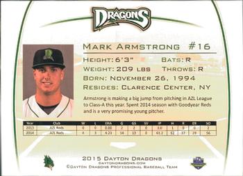 2015 Dayton Dragons #NNO Mark Armstrong Back