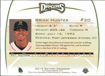 2015 Dayton Dragons #NNO Brian Hunter Back