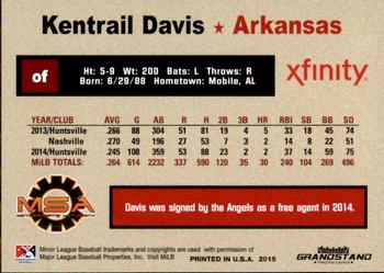 2015 Grandstand Arkansas Travelers #NNO Kentrail Davis Back