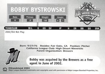 2003 Grandstand California-Carolina League All Stars #NNO Bobby Bystrowski Back