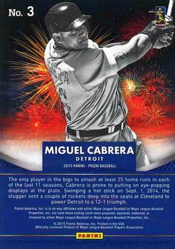 2015 Panini Prizm - Fireworks #3 Miguel Cabrera Back