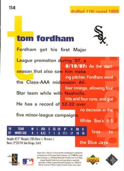 1998 Collector's Choice #114 Tom Fordham Back