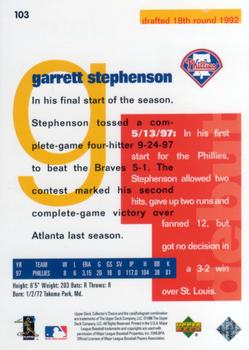 1998 Collector's Choice #103 Garrett Stephenson Back