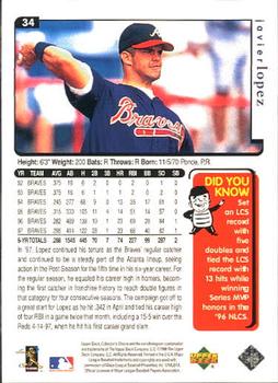 1998 Collector's Choice #34 Javier Lopez Back