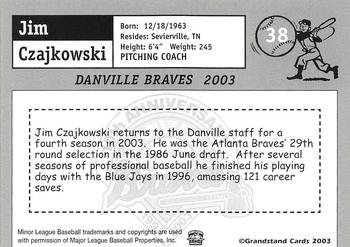 2003 Grandstand Danville Braves #NNO Jim Czajkowski Back
