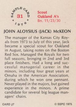 1975 SSPC 18 #7 Jack McKeon Back
