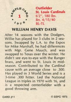 1975 SSPC 18 #11 Willie Davis Back