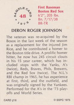 1975 SSPC 18 #18 Deron Johnson Back