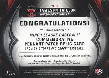 2015 Topps Pro Debut - Pennant Patches Black #PP-JT Jameson Taillon Back