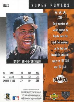 1998 Collector's Choice - StarQuest #SQ73 Barry Bonds Back