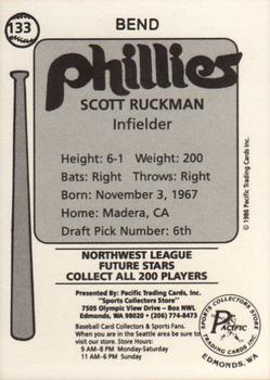 1986 Cramer Bend Phillies #133 Scott Ruckman Back