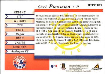 1998 Score Rookie & Traded - Showcase Series #RTPP131 Carl Pavano Back
