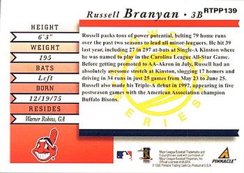 1998 Score Rookie & Traded - Showcase Series #RTPP139 Russell Branyan Back
