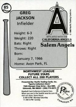 1986 Cramer Salem Angels #85 Greg Jackson Back