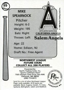 1986 Cramer Salem Angels #99 Mike Spearnock Back