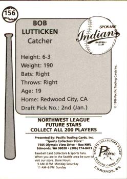 1986 Cramer Spokane Indians #156 Bob Lutticken Back