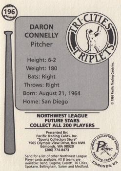 1986 Cramer Tri-Cities Triplets #196 Daron Connelly Back
