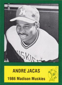 1986 Madison Muskies #12 Andre Jacas Front