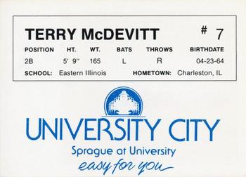 1986 University City Spokane Indians #NNO Terry McDevitt Back