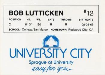 1986 University City Spokane Indians #NNO Bob Lutticken Back