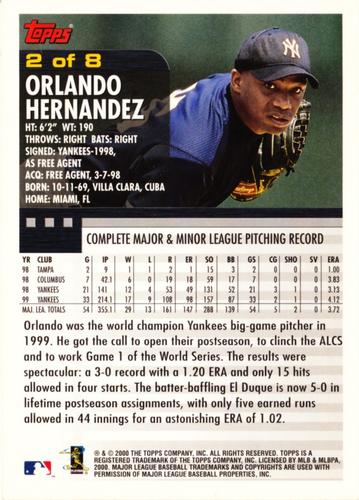 2000 Topps - Oversize Series 2 #2 Orlando Hernandez Back