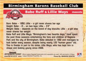 2009 Grandstand Birmingham Barons #NNO Babe Ruff / Lillie Mays Back