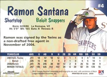 2009 Grandstand Beloit Snappers #NNO Ramon Santana Back