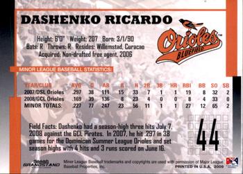 2009 Grandstand Bluefield Orioles #NNO Dashenko Ricardo Back