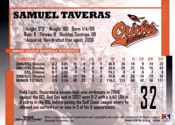 2009 Grandstand Bluefield Orioles #NNO Samuel Taveras Back