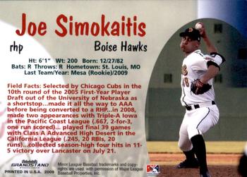 2009 Grandstand Boise Hawks #NNO Joe Simokaitis Back