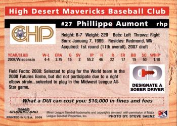 2009 Grandstand High Desert Mavericks #NNO Phillippe Aumont Back