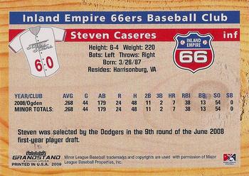 2009 Grandstand Inland Empire 66ers #NNO Steven Caseres Back