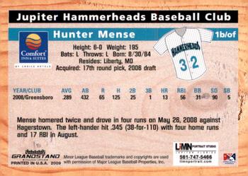 2009 Grandstand Jupiter Hammerheads #NNO Hunter Mense Back