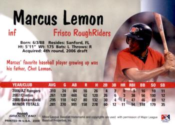 2009 Grandstand Frisco RoughRiders #NNO Marcus Lemon Back