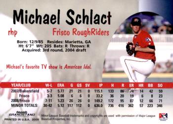 2009 Grandstand Frisco RoughRiders #NNO Michael Schlact Back