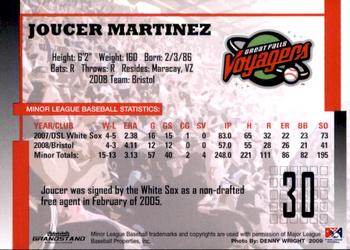 2009 Grandstand Great Falls Voyagers #NNO Joucer Martinez Back