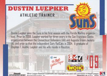 2009 Grandstand Jacksonville Suns #NNO Dustin Luepker Back
