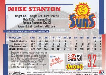 2009 Grandstand Jacksonville Suns #NNO Mike Stanton Back