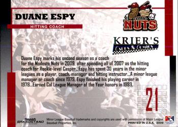 2009 Grandstand Modesto Nuts #NNO Duane Espy Back