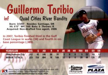 2009 Grandstand Quad Cities River Bandits #NNO Guillermo Toribio Back