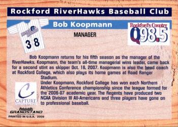 2009 Grandstand Rockford RiverHawks #NNO Bob Koopmann Back