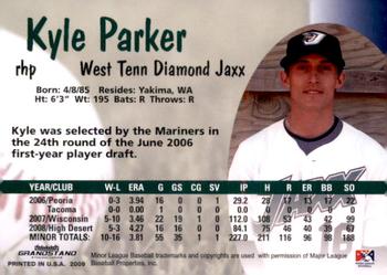 2009 Grandstand West Tenn Diamond Jaxx #NNO Kyle Parker Back